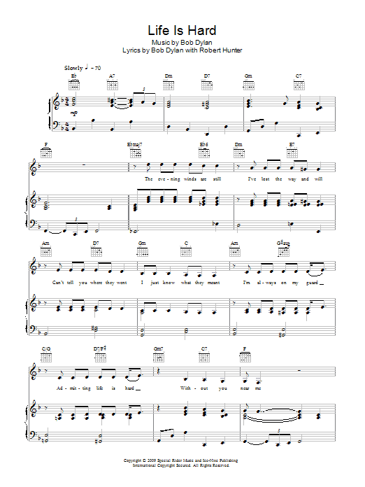 Bob Dylan Life Is Hard Sheet Music Notes & Chords for Lyrics & Chords - Download or Print PDF
