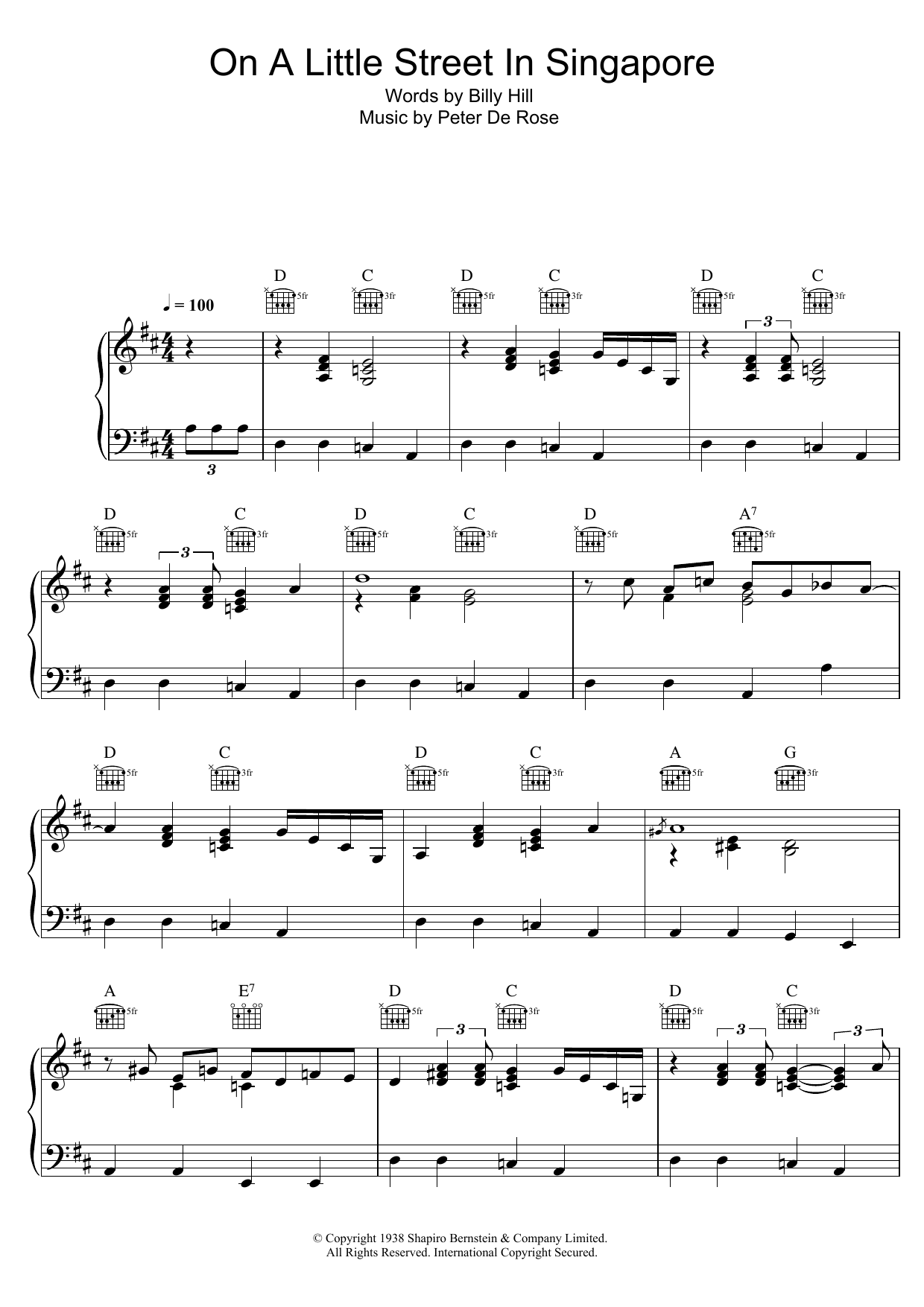 Bob Dylan On A Little Street In Singapore Sheet Music Notes & Chords for Piano, Vocal & Guitar (Right-Hand Melody) - Download or Print PDF