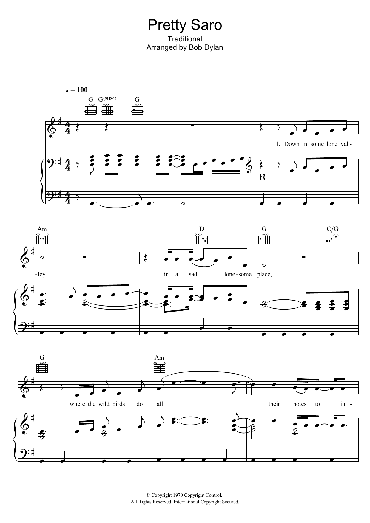 Bob Dylan Pretty Saro Sheet Music Notes & Chords for Ukulele Lyrics & Chords - Download or Print PDF