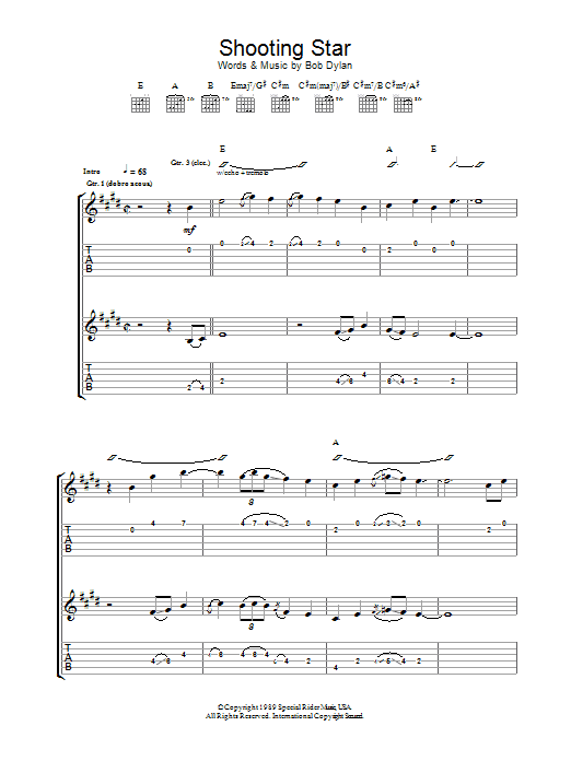 Bob Dylan Shooting Star Sheet Music Notes & Chords for Ukulele Lyrics & Chords - Download or Print PDF