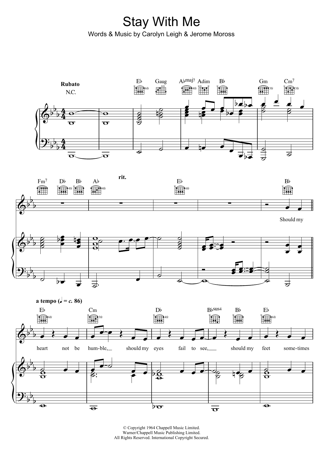 Bob Dylan Stay With Me Sheet Music Notes & Chords for Piano, Vocal & Guitar (Right-Hand Melody) - Download or Print PDF