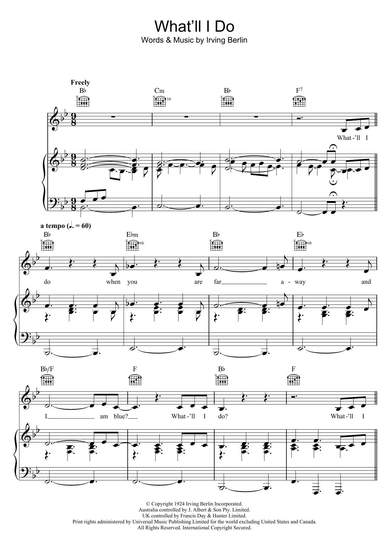 Bob Dylan What'll I Do Sheet Music Notes & Chords for Piano, Vocal & Guitar (Right-Hand Melody) - Download or Print PDF