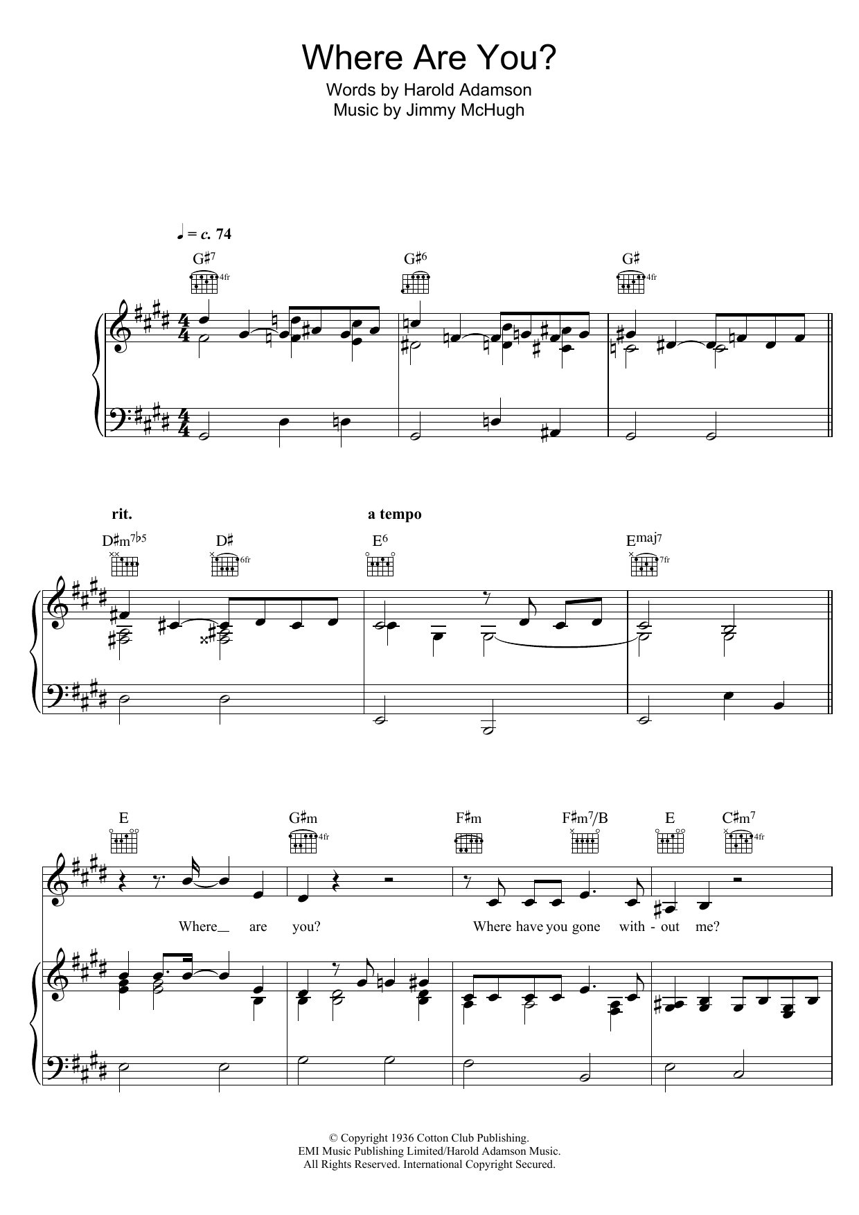 Bob Dylan Where Are You? Sheet Music Notes & Chords for Piano, Vocal & Guitar (Right-Hand Melody) - Download or Print PDF