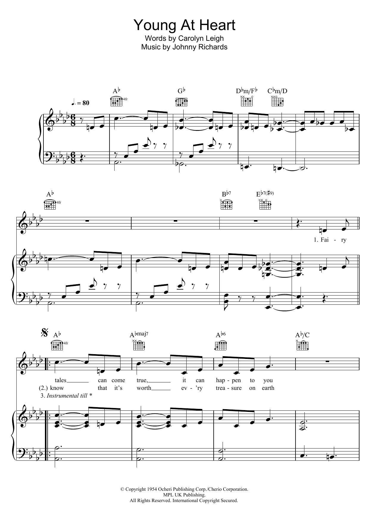 Bob Dylan Young At Heart Sheet Music Notes & Chords for Piano, Vocal & Guitar (Right-Hand Melody) - Download or Print PDF