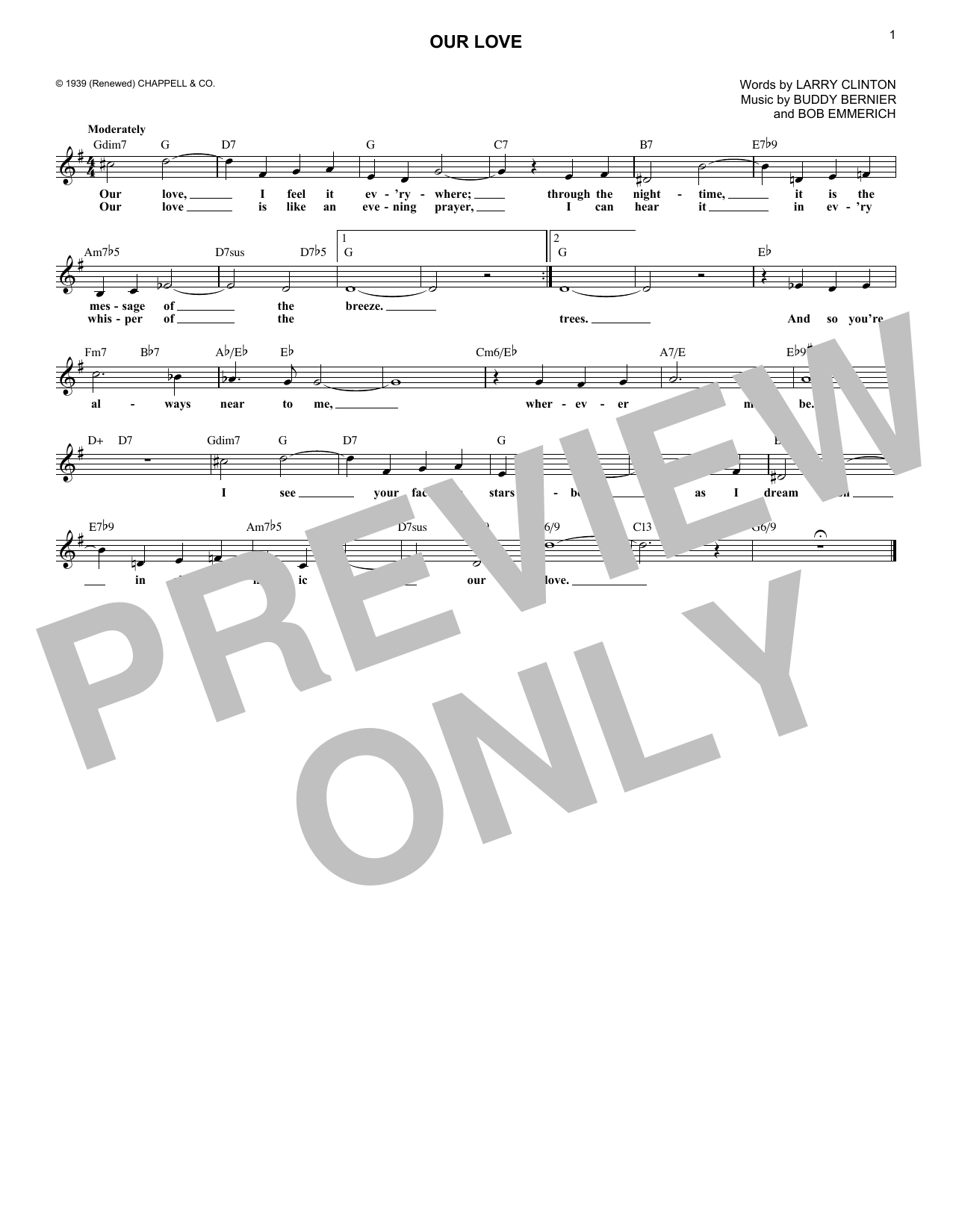 Bob Emmerich Our Love Sheet Music Notes & Chords for Lead Sheet / Fake Book - Download or Print PDF
