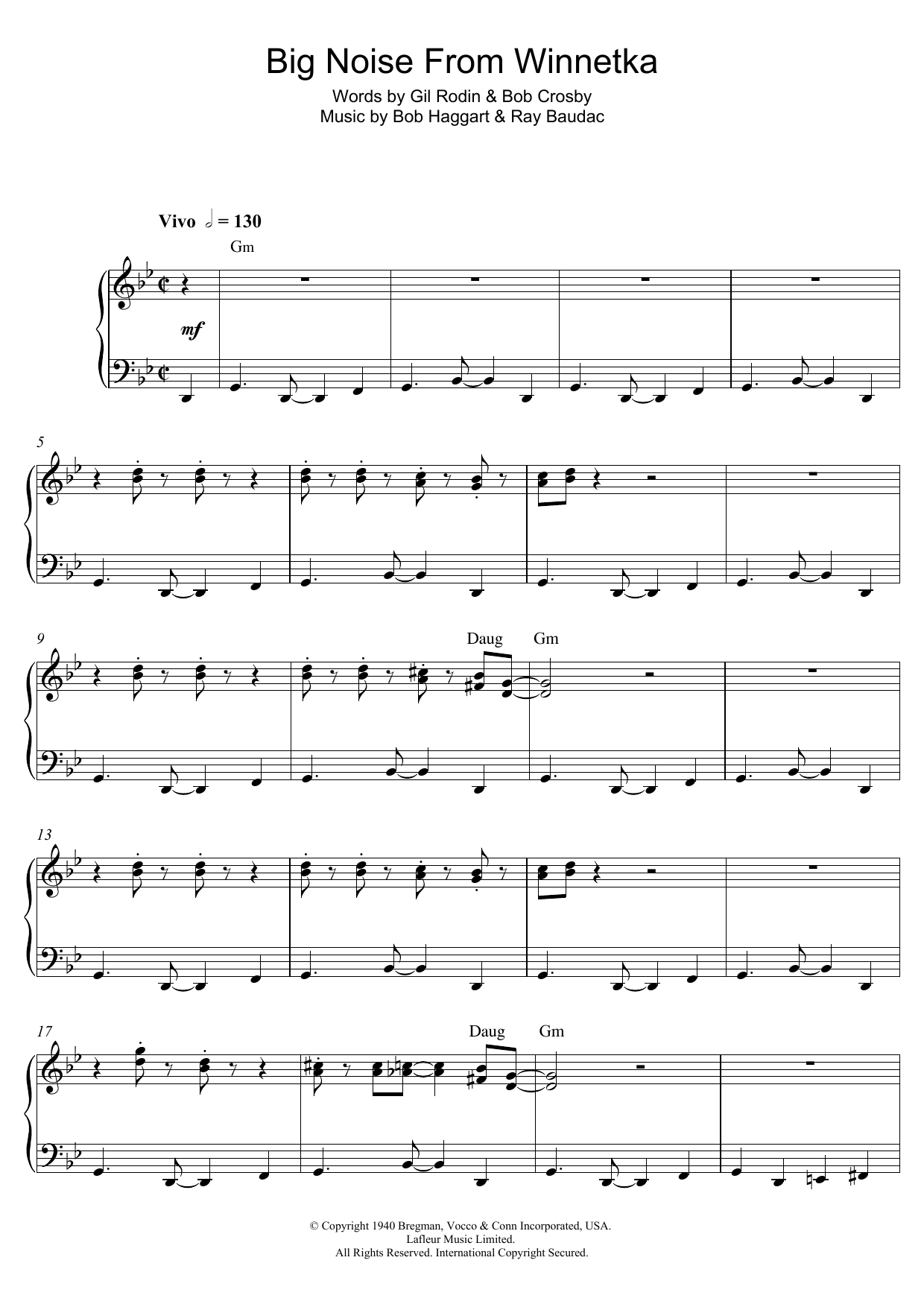 Bob Haggart Big Noise From Winnetka Sheet Music Notes & Chords for Piano - Download or Print PDF