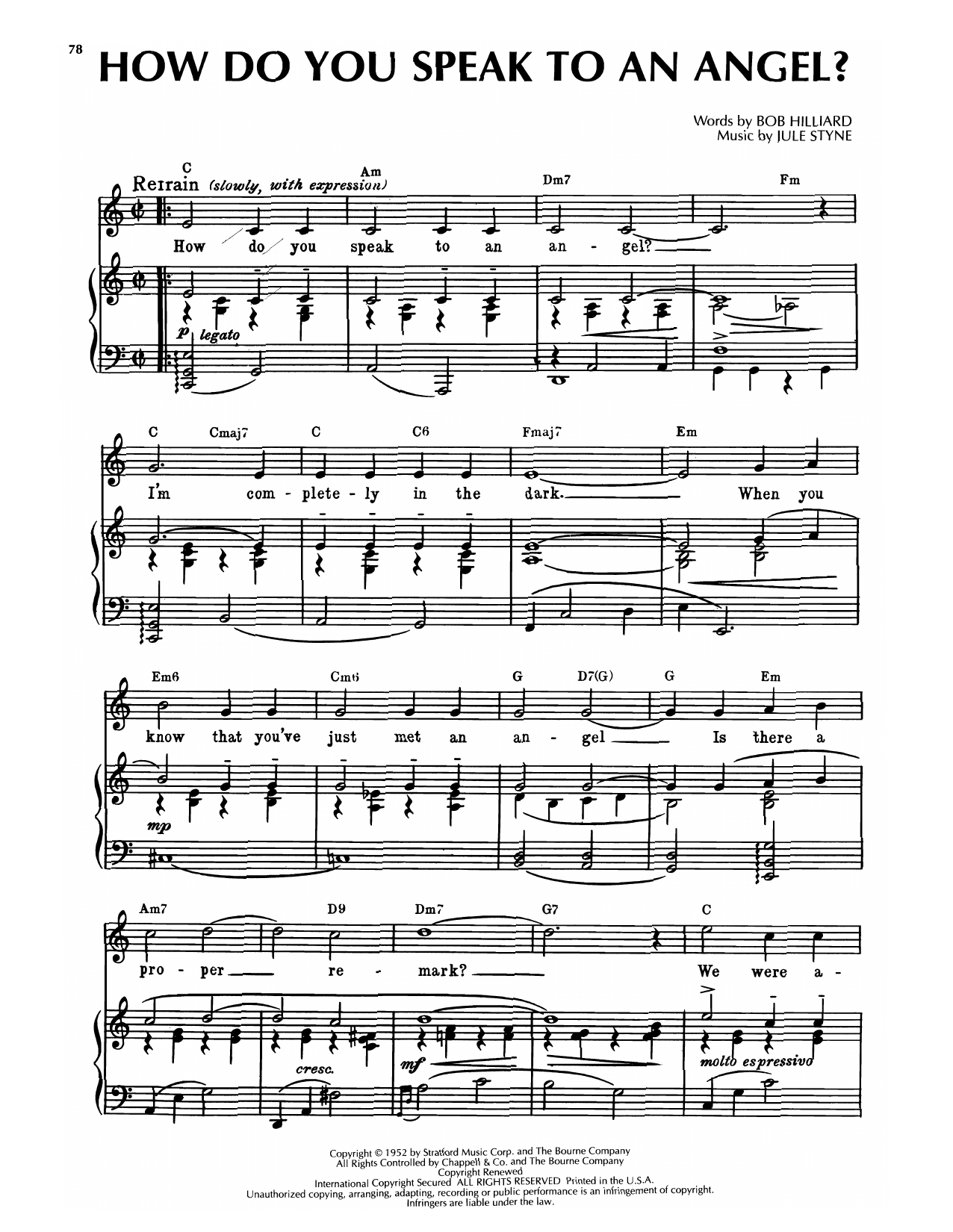 Bob Hilliard & Jule Styne How Do You Speak To An Angel? Sheet Music Notes & Chords for Piano & Vocal - Download or Print PDF