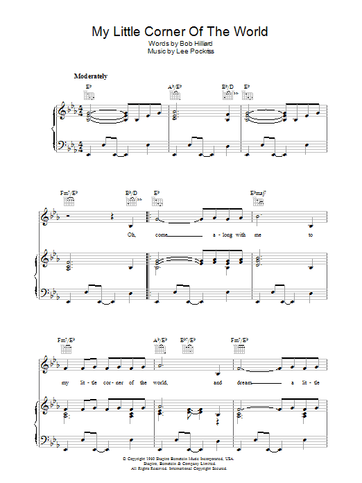 Bob Hilliard My Little Corner Of The World Sheet Music Notes & Chords for Piano, Vocal & Guitar (Right-Hand Melody) - Download or Print PDF