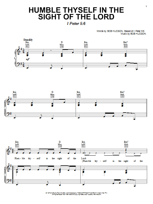 Bob Hudson Humble Thyself In The Sight Of The Lord Sheet Music Notes & Chords for Piano, Vocal & Guitar (Right-Hand Melody) - Download or Print PDF