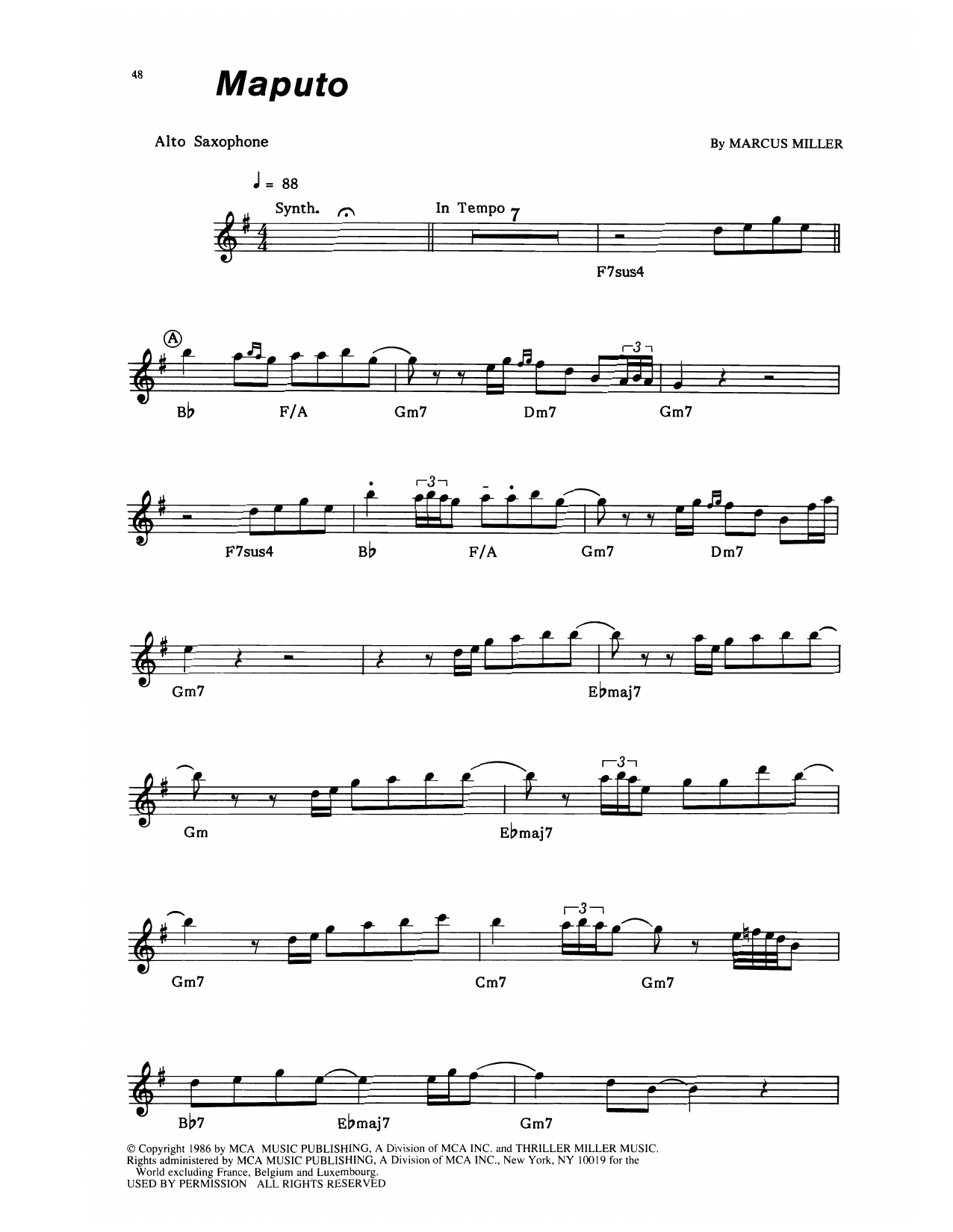 Bob James and David Sanborn Maputo Sheet Music Notes & Chords for Alto Sax Transcription - Download or Print PDF