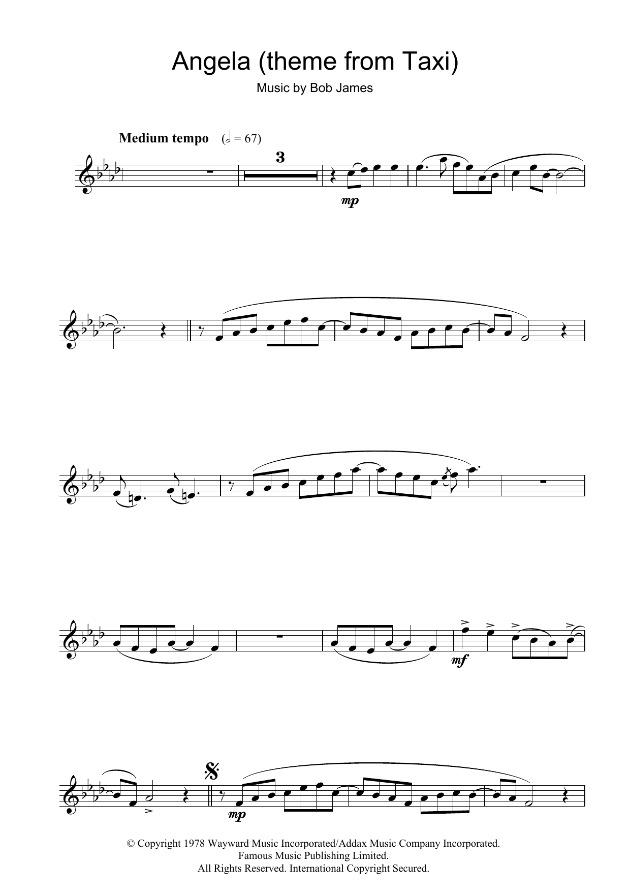 Bob James Angela (theme from Taxi) Sheet Music Notes & Chords for Clarinet - Download or Print PDF