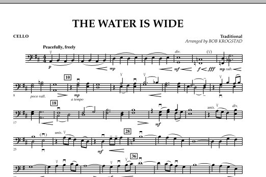 Bob Krogstad The Water Is Wide - Cello Sheet Music Notes & Chords for Orchestra - Download or Print PDF