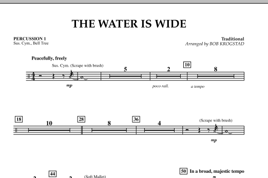 Bob Krogstad The Water Is Wide - Percussion 1 Sheet Music Notes & Chords for Orchestra - Download or Print PDF