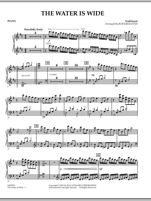 Bob Krogstad The Water Is Wide - Piano Sheet Music Notes & Chords for Orchestra - Download or Print PDF
