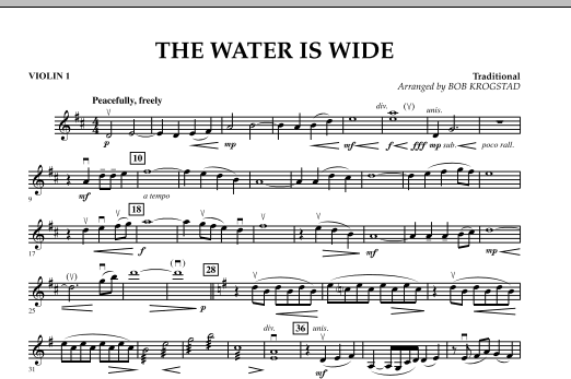 Bob Krogstad The Water Is Wide - Violin 1 Sheet Music Notes & Chords for Orchestra - Download or Print PDF