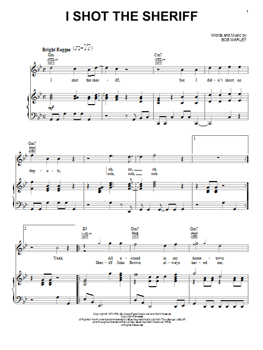 Bob Marley I Shot The Sheriff Sheet Music Notes & Chords for Clarinet - Download or Print PDF