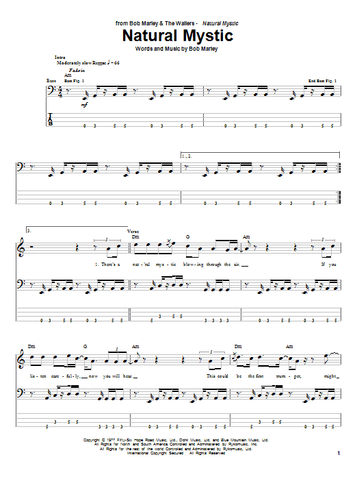 Bob Marley Natural Mystic Sheet Music Notes & Chords for Easy Guitar Tab - Download or Print PDF