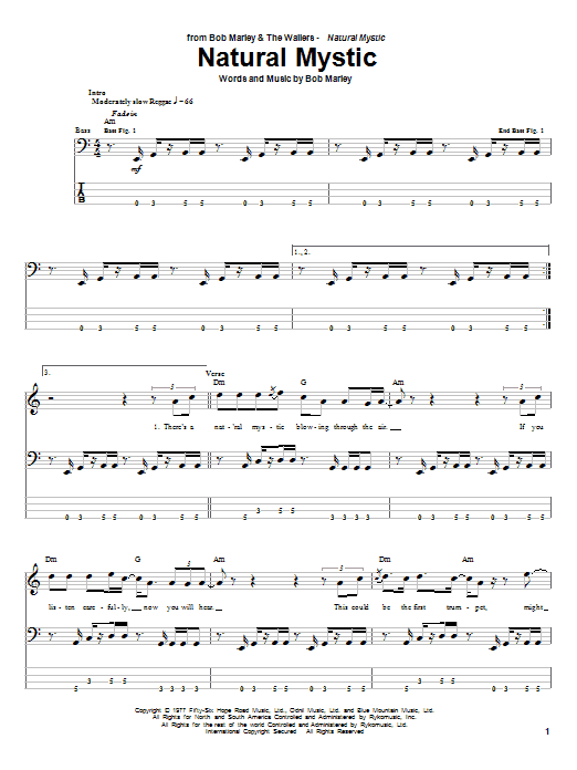 Bob Marley Natural Mystic Sheet Music Notes & Chords for Bass Guitar Tab - Download or Print PDF