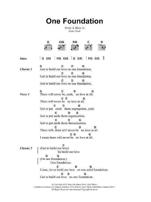 Bob Marley One Foundation Sheet Music Notes & Chords for Lyrics & Chords - Download or Print PDF