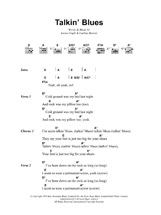 Bob Marley Talkin' Blues Sheet Music Notes & Chords for Lyrics & Chords - Download or Print PDF