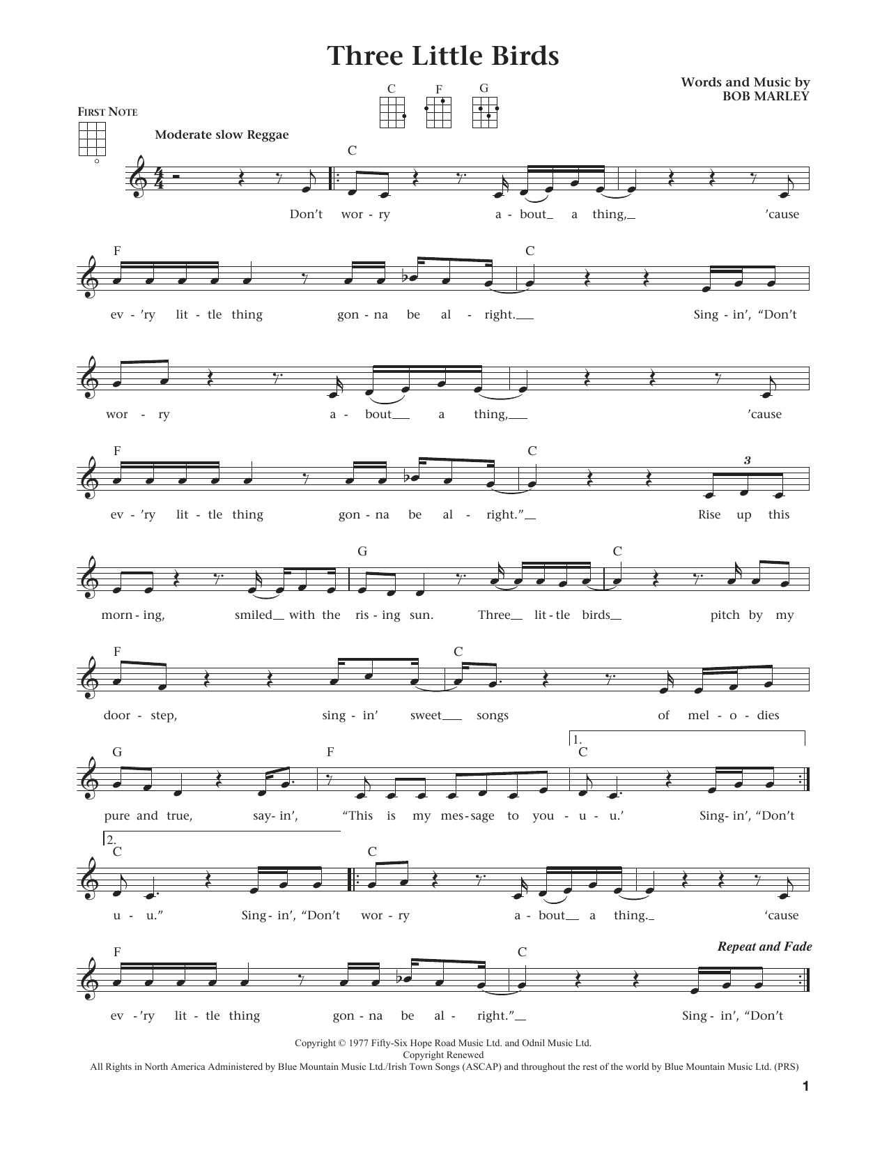 Bob Marley Three Little Birds (from The Daily Ukulele) (arr. Liz and Jim Beloff) Sheet Music Notes & Chords for Ukulele - Download or Print PDF