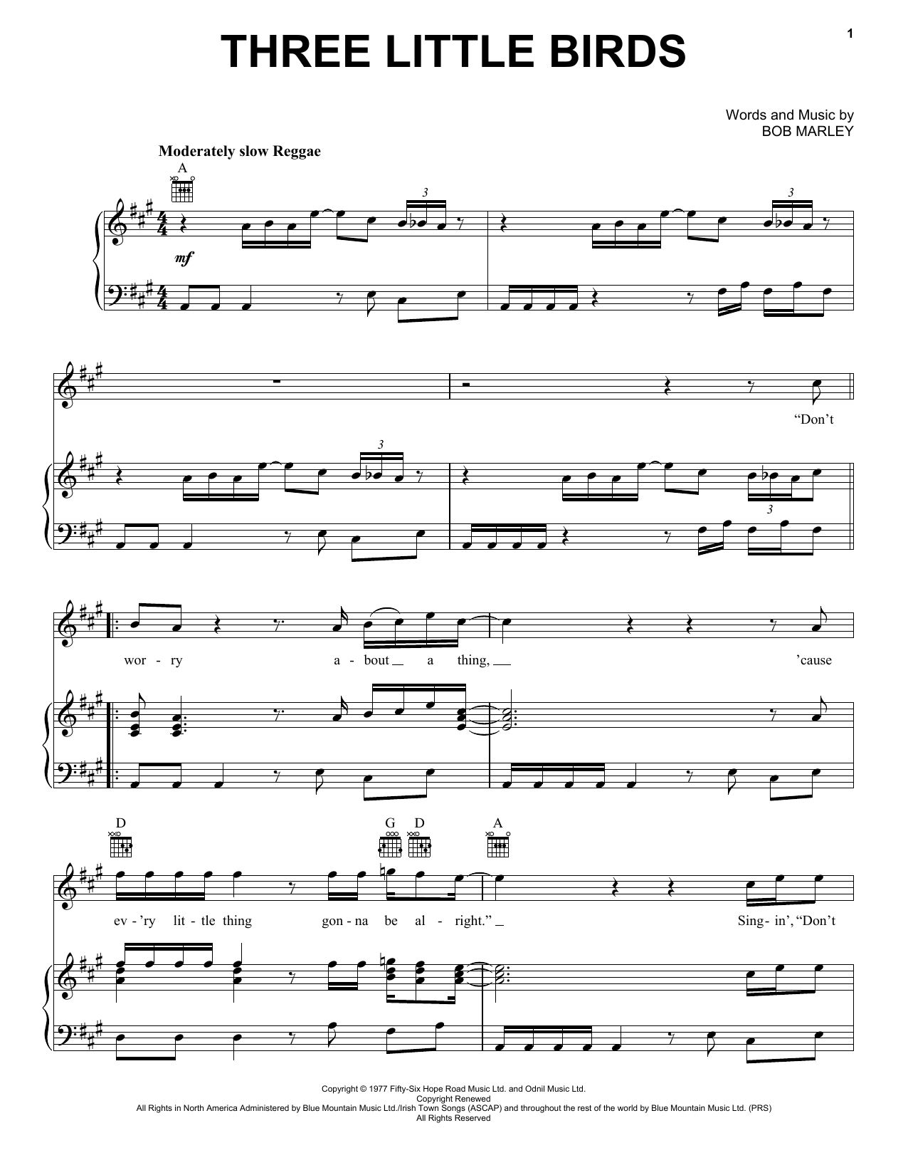 Bob Marley Three Little Birds Sheet Music Notes & Chords for Flute - Download or Print PDF