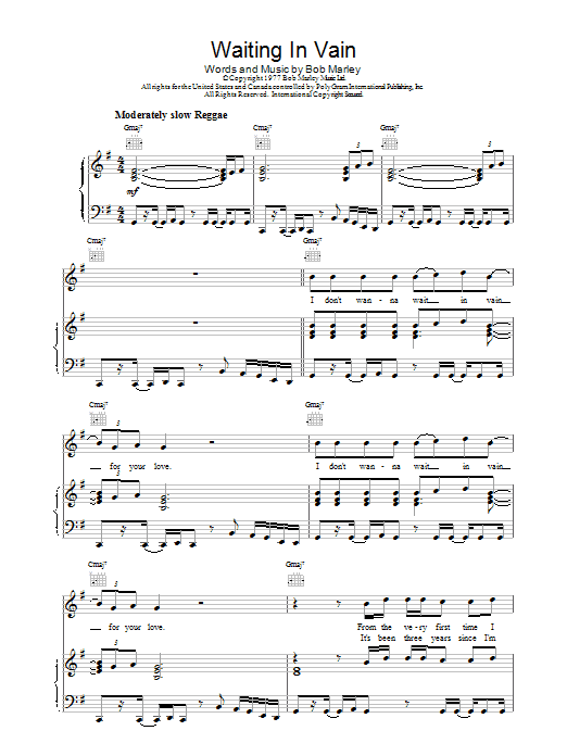Bob Marley Waiting In Vain Sheet Music Notes & Chords for Drums Transcription - Download or Print PDF