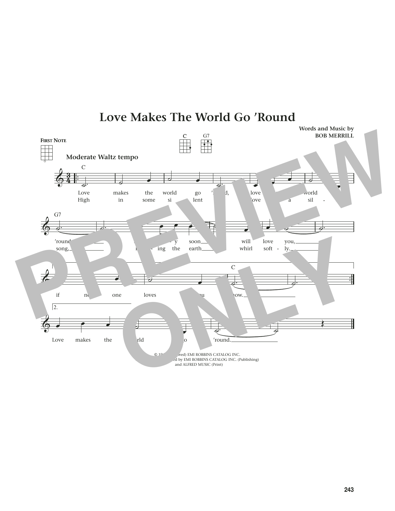 Bob Merrill Love Makes The World Go 'round (from The Daily Ukulele) (arr. Jim Beloff) Sheet Music Notes & Chords for Ukulele - Download or Print PDF