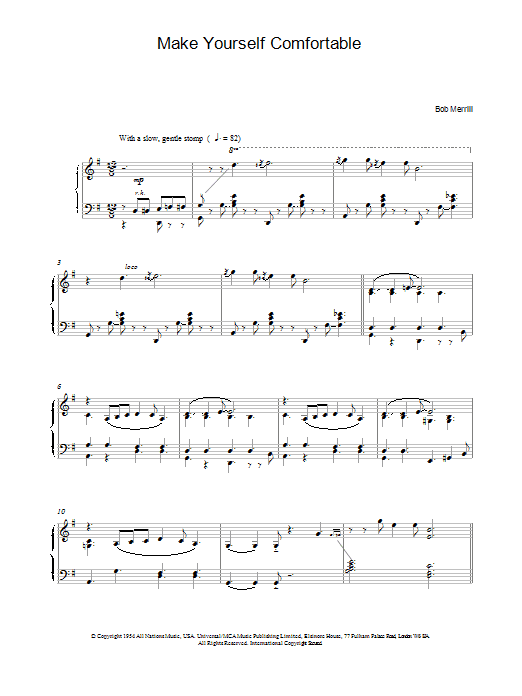 Bob Merrill Make Yourself Comfortable Sheet Music Notes & Chords for Melody Line, Lyrics & Chords - Download or Print PDF
