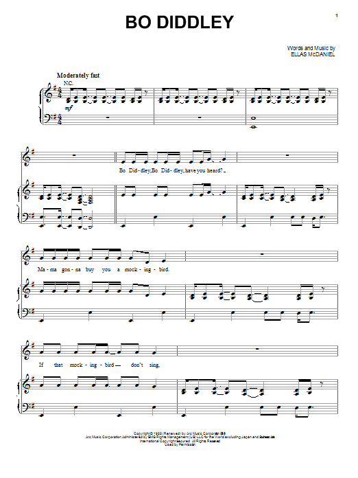 Bob Seger Bo Diddley Sheet Music Notes & Chords for Piano, Vocal & Guitar (Right-Hand Melody) - Download or Print PDF