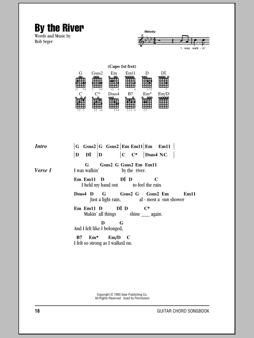 Bob Seger By The River Sheet Music Notes & Chords for Lyrics & Chords - Download or Print PDF Bob Seger By The River Sheet Music Notes & Chords for Lyrics & Chords - Download or Print PDF
