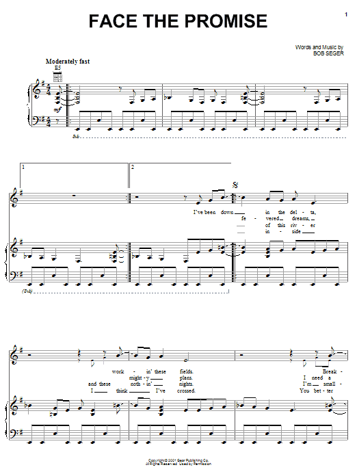Bob Seger Face The Promise Sheet Music Notes & Chords for Lyrics & Chords - Download or Print PDF Bob Seger Face The Promise Sheet Music Notes & Chords for Lyrics & Chords - Download or Print PDF