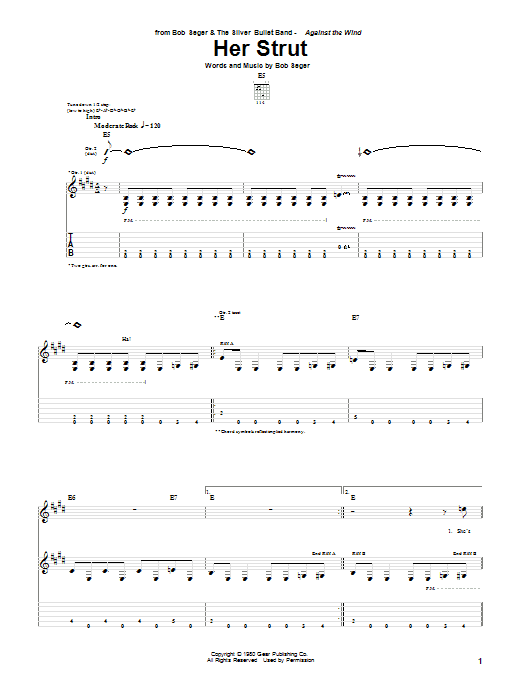 Bob Seger Her Strut Sheet Music Notes & Chords for Bass Guitar Tab - Download or Print PDF
