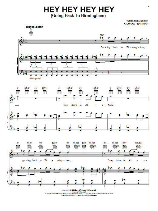 Bob Seger Hey Hey Hey Hey Sheet Music Notes & Chords for Piano, Vocal & Guitar (Right-Hand Melody) - Download or Print PDF