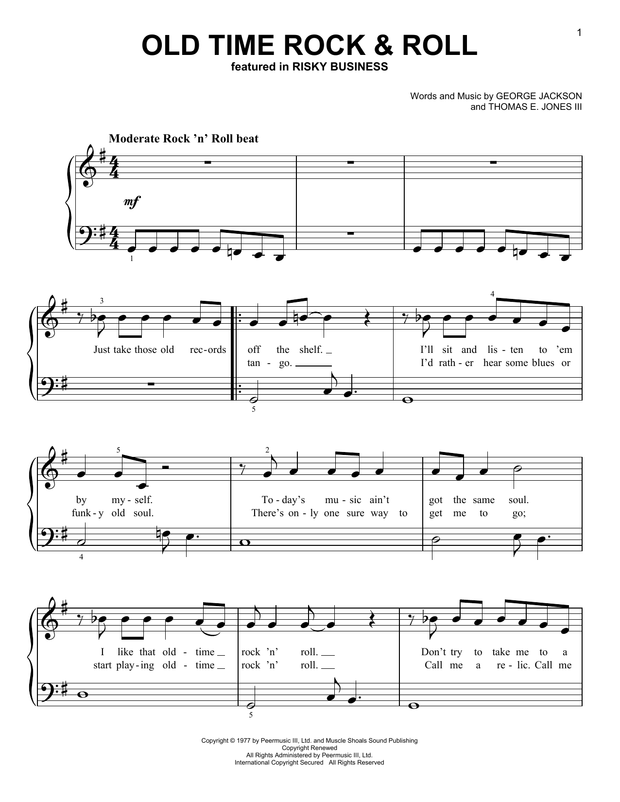 Bob Seger Old Time Rock & Roll (from Risky Business) Sheet Music Notes & Chords for Violin Duet - Download or Print PDF