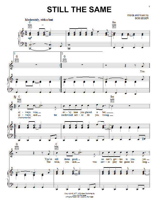 Bob Seger Still The Same Sheet Music Notes & Chords for Piano, Vocal & Guitar (Right-Hand Melody) - Download or Print PDF