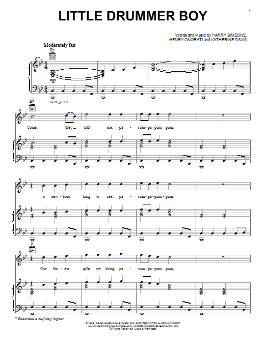 Bob Seger The Little Drummer Boy Sheet Music Notes & Chords for Piano, Vocal & Guitar (Right-Hand Melody) - Download or Print PDF