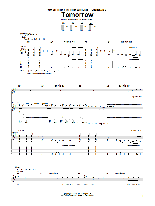 Bob Seger Tomorrow Sheet Music Notes & Chords for Piano, Vocal & Guitar (Right-Hand Melody) - Download or Print PDF Bob Seger Tomorrow Sheet Music Notes & Chords for Piano, Vocal & Guitar (Right-Hand Melody) - Download or Print PDF