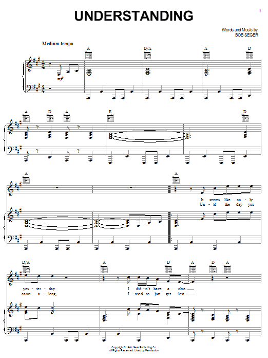 Bob Seger Understanding Sheet Music Notes & Chords for Melody Line, Lyrics & Chords - Download or Print PDF