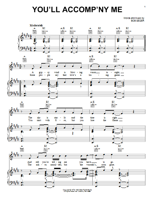 Bob Seger You'll Accomp'ny Me Sheet Music Notes & Chords for Ukulele - Download or Print PDF