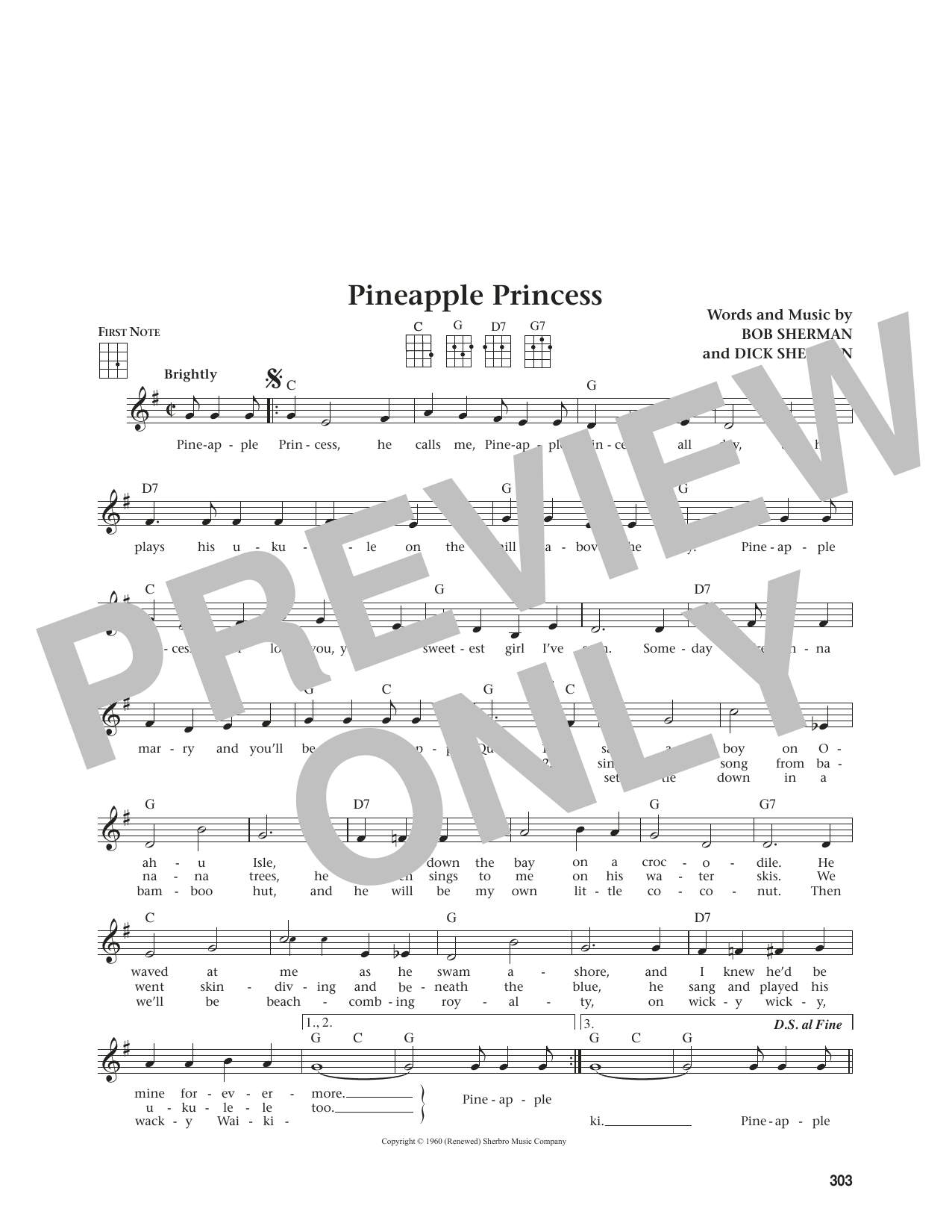 Bob Sherman Pineapple Princess (from The Daily Ukulele) (arr. Jim Beloff) Sheet Music Notes & Chords for Ukulele - Download or Print PDF