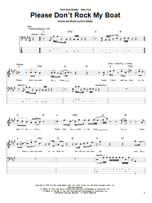Preview Bob Marley Please Don't Rock My Boat Reggae sheet music, notes and chords for Piano, Vocal & Guitar (Right-Hand Melody), SKU: 48527 Please Don't Rock My Boat sheet music