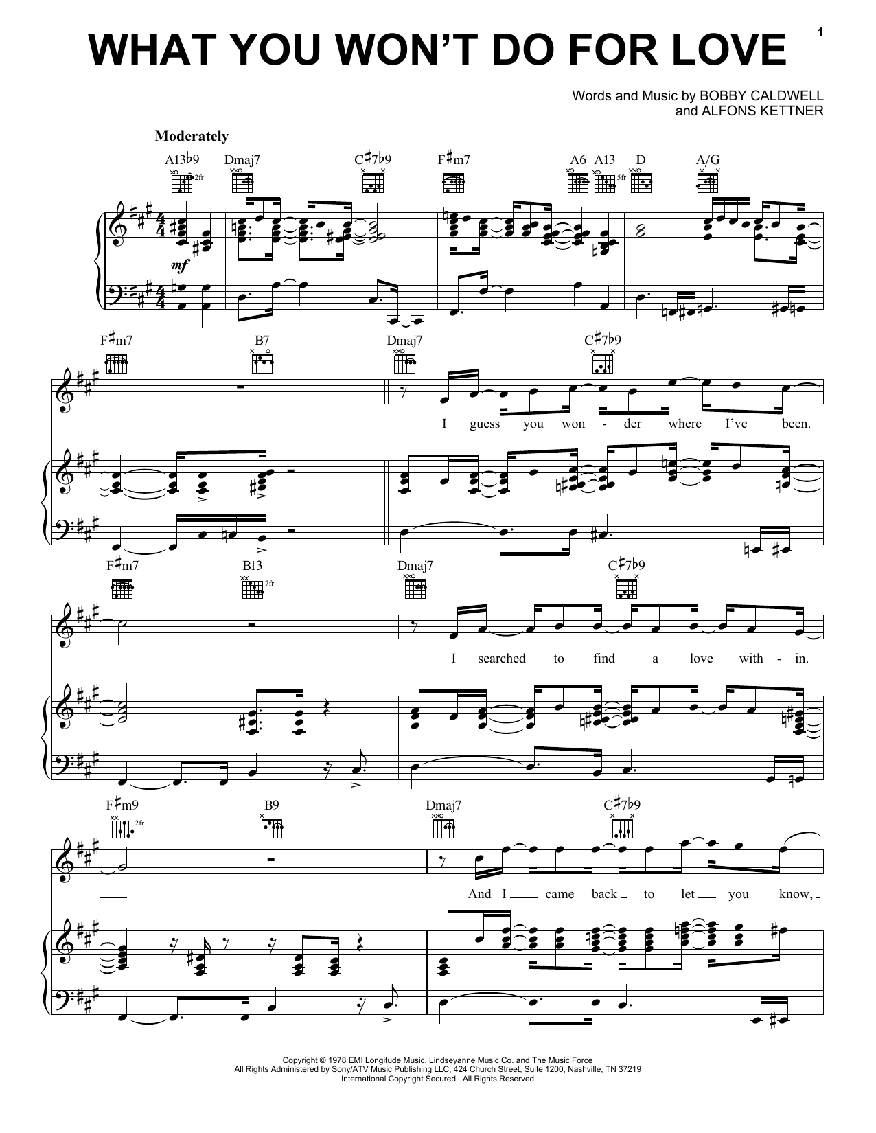 Bobby Caldwell What You Won't Do For Love Sheet Music Notes & Chords for Easy Piano - Download or Print PDF