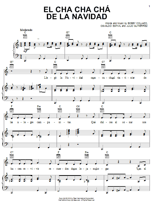 Bobby Collazo El Cha Cha Chá De La Navidad Sheet Music Notes & Chords for Piano, Vocal & Guitar (Right-Hand Melody) - Download or Print PDF
