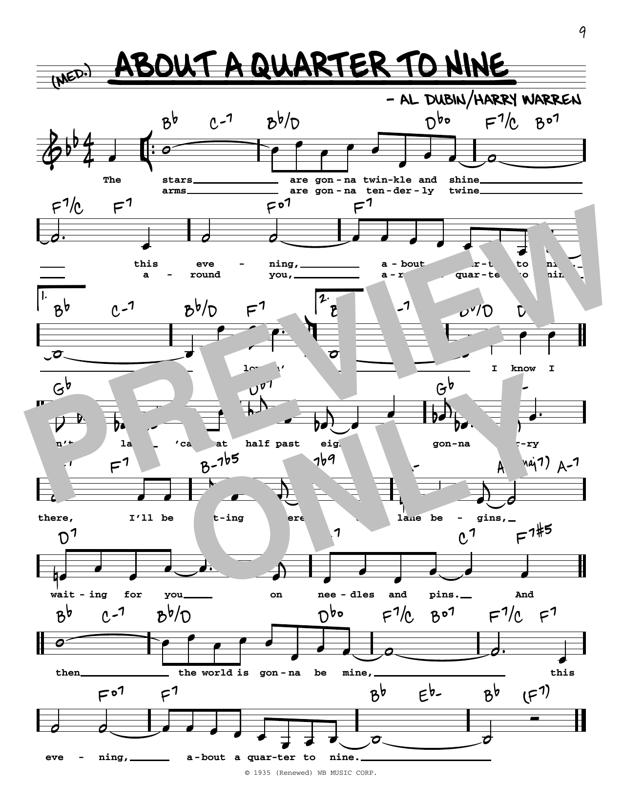 Bobby Darin About A Quarter To Nine (Low Voice) Sheet Music Notes & Chords for Real Book – Melody, Lyrics & Chords - Download or Print PDF Bobby Darin About A Quarter To Nine (Low Voice) Sheet Music Notes & Chords for Real Book – Melody, Lyrics & Chords - Download or Print PDF