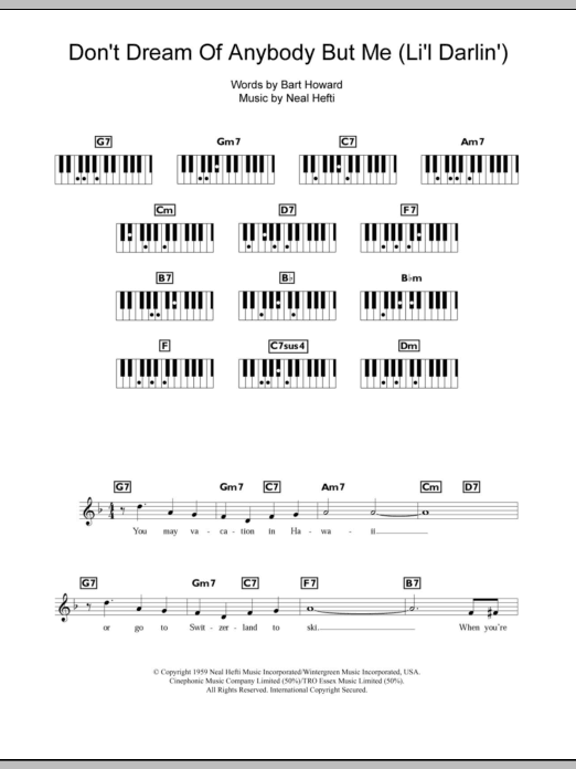 Bobby Darin Don't Dream Of Anybody But Me (Li'l Darlin') Sheet Music Notes & Chords for Keyboard - Download or Print PDF