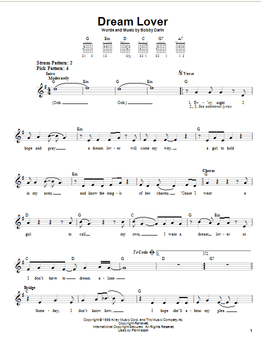 Bobby Darin Dream Lover Sheet Music Notes & Chords for Cello - Download or Print PDF