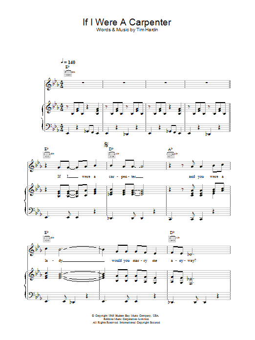 Bobby Darin If I Were A Carpenter Sheet Music Notes & Chords for Lyrics & Chords - Download or Print PDF