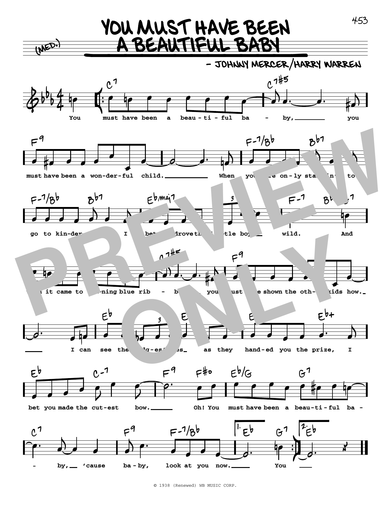 Bobby Darin You Must Have Been A Beautiful Baby (High Voice) Sheet Music Notes & Chords for Real Book – Melody, Lyrics & Chords - Download or Print PDF