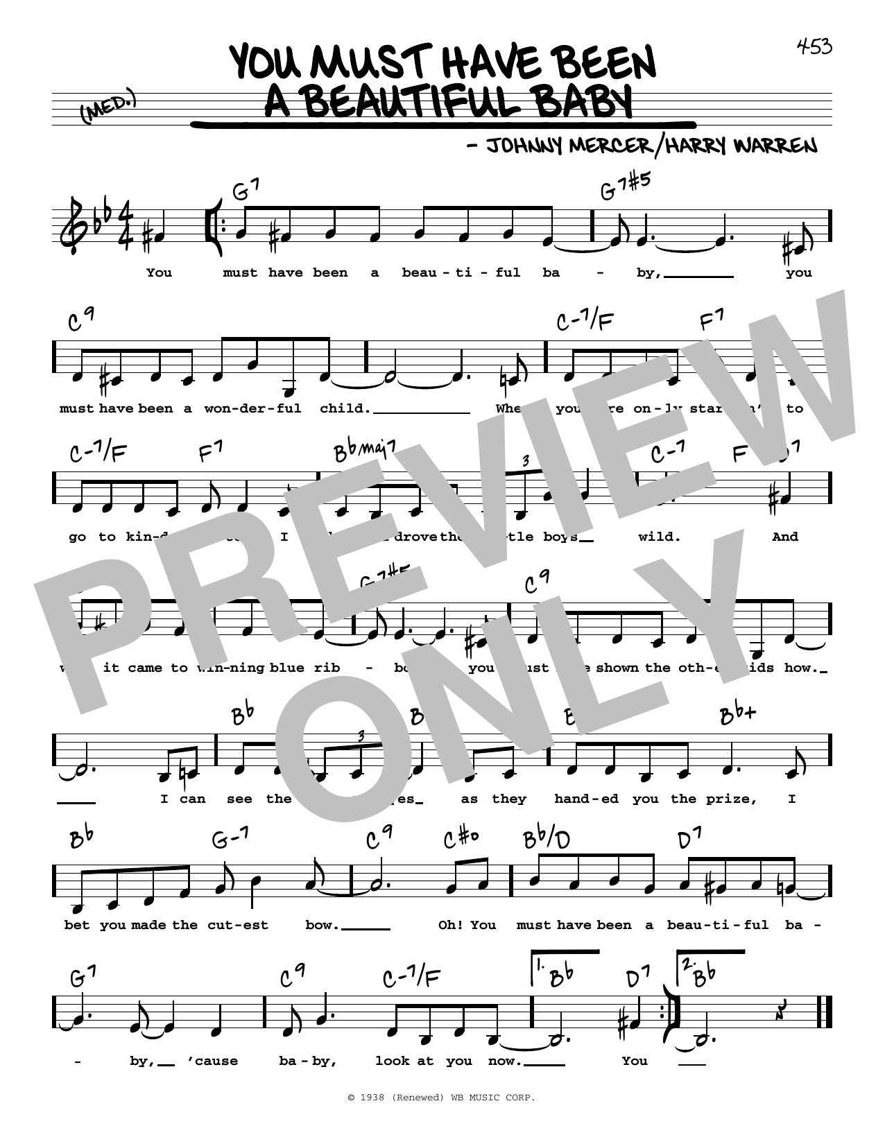 Bobby Darin You Must Have Been A Beautiful Baby (Low Voice) Sheet Music Notes & Chords for Real Book – Melody, Lyrics & Chords - Download or Print PDF
